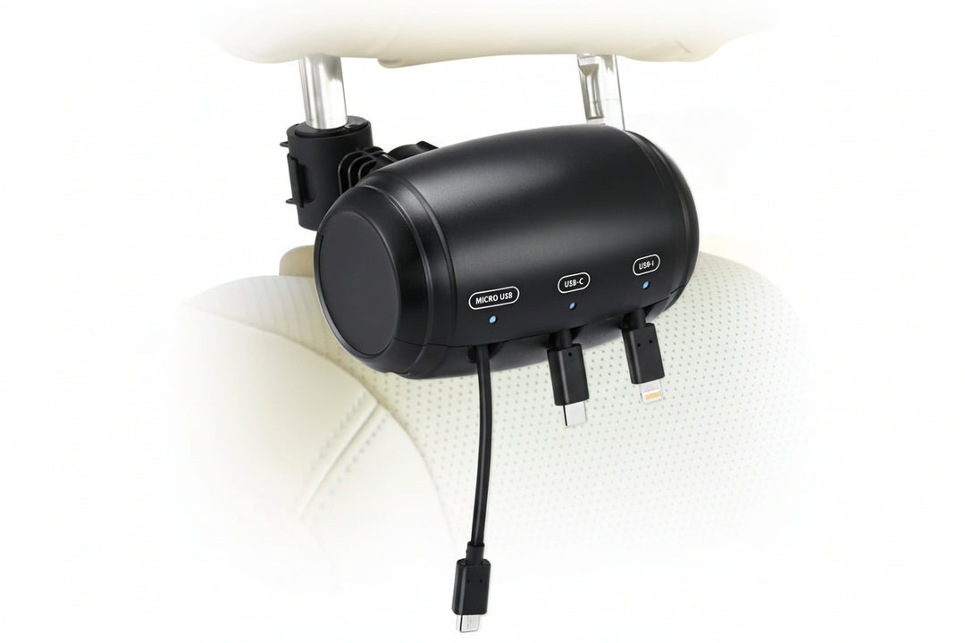 BackSeat Power- 3-i-1 indragbar laddstation för baksätet i bilen