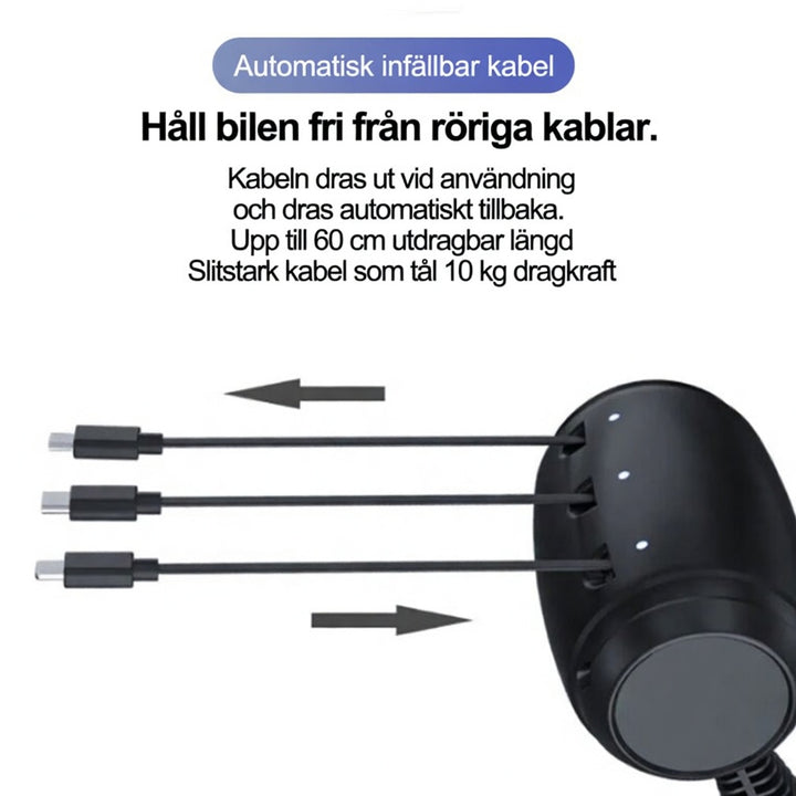 BackSeat Power- 3-i-1 indragbar laddstation för baksätet i bilen