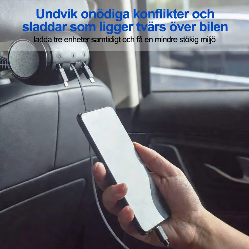 BackSeat Power- 3-i-1 indragbar laddstation för baksätet i bilen