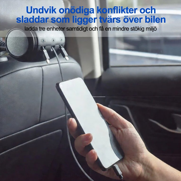 BackSeat Power- 3-i-1 indragbar laddstation för baksätet i bilen