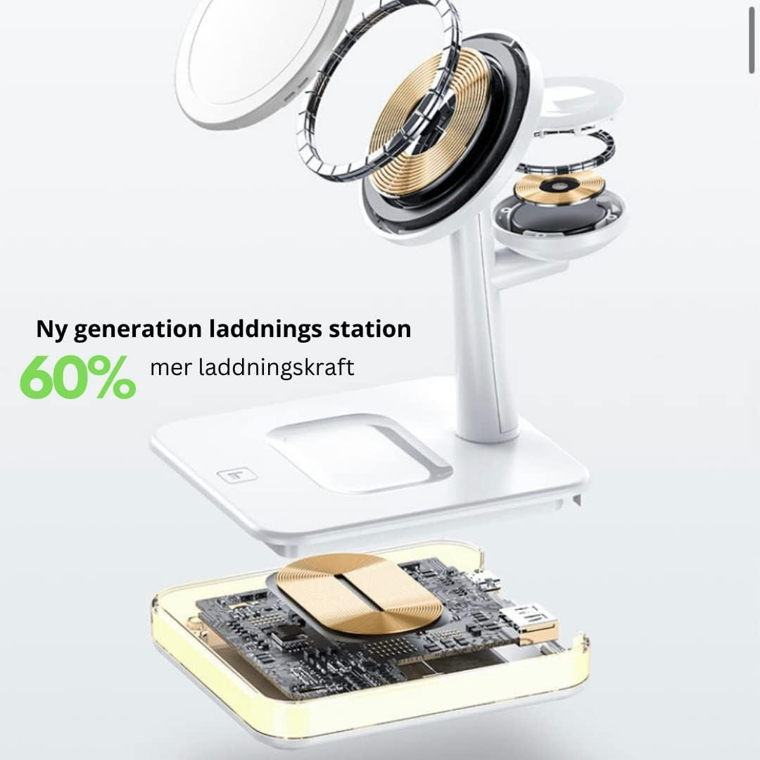 Trådlös laddningsstation 4-i-1 – magnetisk trådlös laddare med lampa