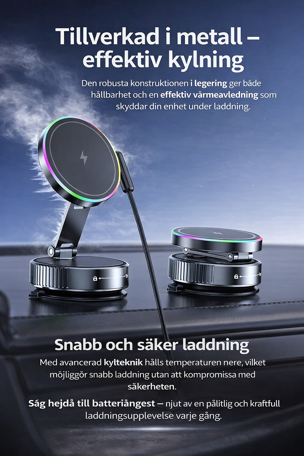 MagDrive K3 – Magnetisk mobilhållare med trådlös laddning