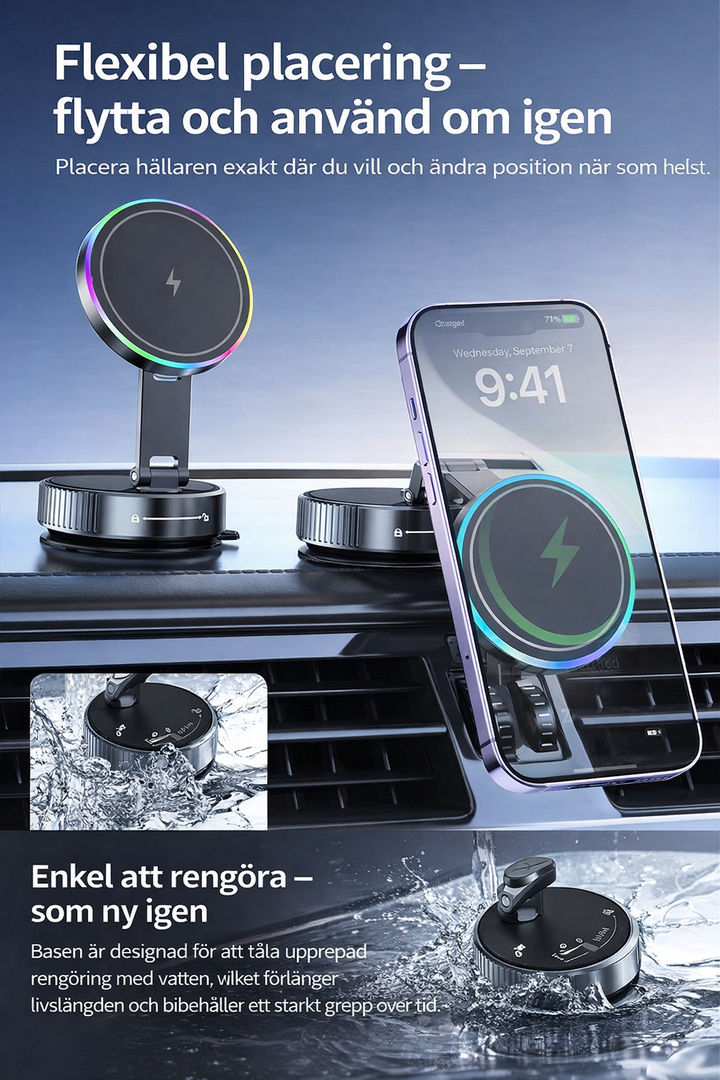 MagDrive K3 – Magnetisk mobilhållare med trådlös laddning